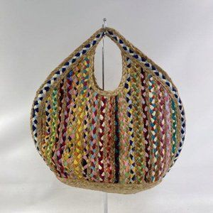 Antik Kraft Rubi Women's Multicolor Woven Jute Straw/Fabric Hobo Basket Tote Bag